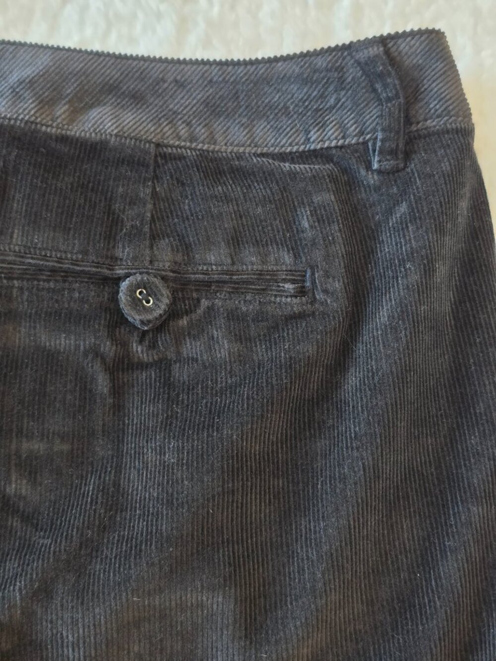 Talbots Stretch Corderoy Pants Charcoal Grey Cuffed Wide Leg Size 12 - Picture 12 of 16